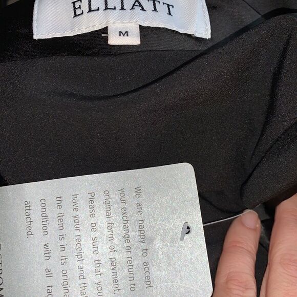 Elliatt Cassini Black One Shoulder Satin Midi Cocktail Dress | Size M - Picture 9 of 9